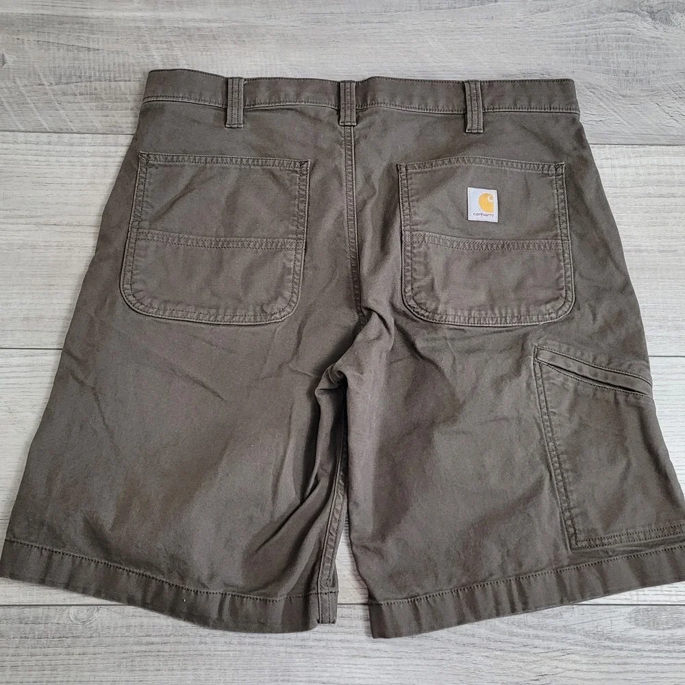 Carhartt Shorts Men 34 (36x10) Relaxed Fit Olive Green Canvas Workwear NWOT
